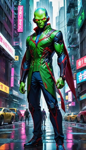 green goblin,frog man,avenger hulk hero,lopushok,superhero background,wuhan''s virus,hulk,concept art,incredible hulk,frog background,teenage mutant ninja turtles,man frog,spumoni,mantis,cell,sci fiction illustration,alien warrior,neon body painting,wasabi,cyberpunk,Anime,Anime,General