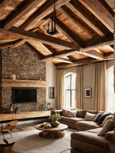 wooden beams,log home,loft,fire place,family room,luxury home interior,rustic,fireplace,concrete ceiling,fireplaces,living room,wood wool,contemporary decor,livingroom,vaulted ceiling,californian white oak,alpine style,log cabin,wood flooring,wooden roof,Illustration,Paper based,Paper Based 12