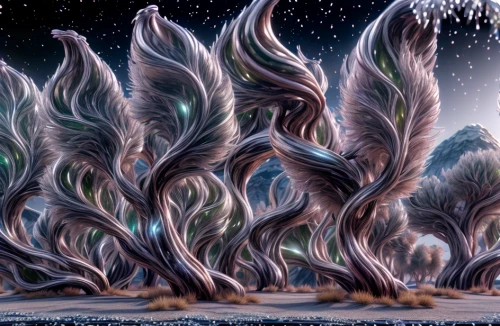 nine-tailed,fractalius,christmastree worms,mandelbulb,fractal art,ice planet,infinite snow,snow trees,snow tree,celtic tree,hoarfrost,fractals art,fractal environment,father frost,magic tree,christmas snowy background,fireworks art,star winds,christmasbackground,fractal