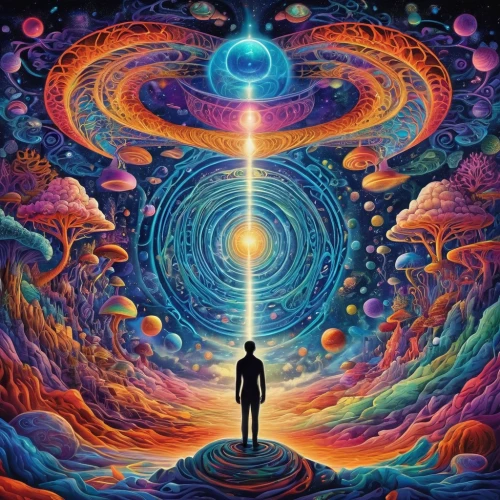 astral traveler,dimensional,ascension,inner space,the universe,enlightenment,psychedelic art,consciousness,flow of time,transcendental,dimension,aura,dimensions,universe,vortex,transcendence,inner light,mind-body,vibration,chakras,Illustration,Realistic Fantasy,Realistic Fantasy 39