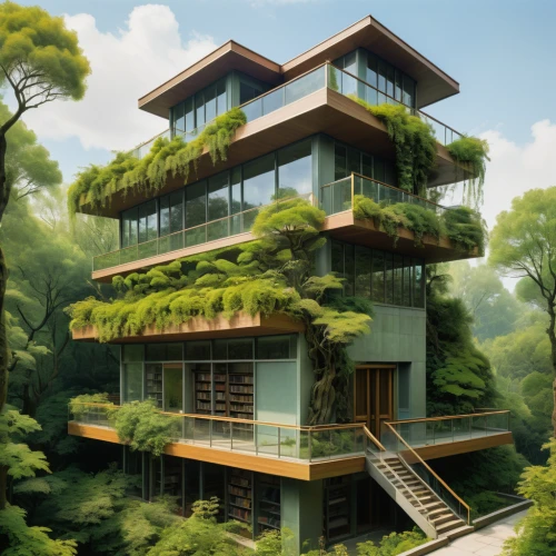 eco-construction,tree house,eco hotel,green living,cubic house,tree house hotel,japanese architecture,grass roof,modern architecture,treehouse,house in the forest,modern house,garden elevation,residential tower,frame house,timber house,stilt house,sky apartment,asian architecture,dunes house,Illustration,Realistic Fantasy,Realistic Fantasy 04