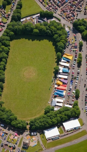 summer fair,eisteddfod,aerial photography,aerial photograph,sport venue,pontefract,aerial shot,alloxan,aerial image,sports ground,aerial view,bird's-eye view,racecourse,fairground,aerial landscape,football pitch,orchard meadow,drone image,antrim,athletic field,Illustration,Retro,Retro 07
