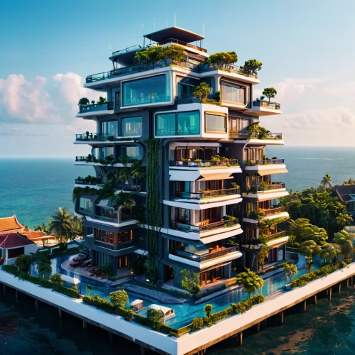 artificial island,cube stilt houses,floating island,floating islands,artificial islands,eco hotel,residential tower,tropical house,house by the water,seaside resort,sky apartment,uluwatu,stilt houses,condominium,island suspended,eco-construction,floating huts,hotel riviera,house of the sea,luxury property,Photography,General,Sci-Fi