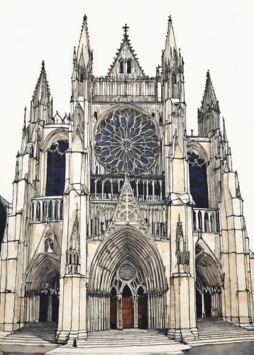 reims,rouen,york minster,gothic architecture,amiens,metz,tongeren,notre-dame,buttress,milan cathedral,brussels,nidaros cathedral,brussels belgium,st-denis,notre dame,york,medieval architecture,cologne cathedral,bordeaux,notredame de paris,Illustration,Paper based,Paper Based 21