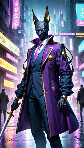 dodge warlock,jackal,magistrate,masquerade,matador,monsoon banner,blue demon,gangstar,mayor,cg artwork,emperor,rich purple,purple,imperial coat,supervillain,samurai,villain,king of the ravens,swordsman,rorschach,Anime,Anime,General