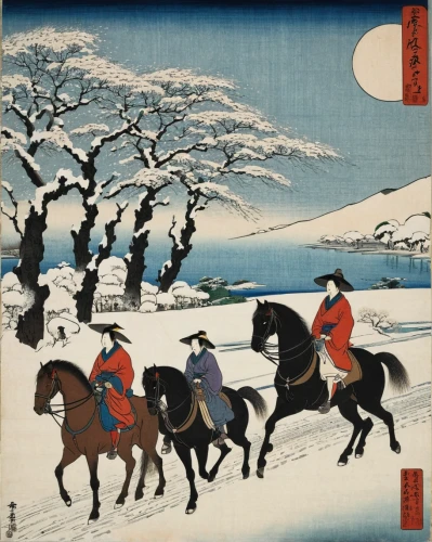 cool woodblock images,snow scene,woodblock prints,japanese art,snow landscape,winter landscape,skijoring,winter festival,fragrant snow sea,glory of the snow,snowy landscape,new year snow,woodblock printing,man and horses,mountain scene,tsukudani,honzen-ryōri,japanese kuchenbaum,suit of the snow maiden,japan landscape,Illustration,Black and White,Black and White 06