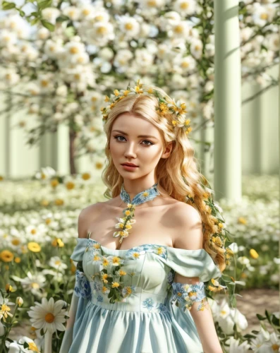 celtic woman,spring crown,spring background,jessamine,girl in flowers,flower fairy,fairy queen,springtime background,fairy tale character,fantasy picture,spring unicorn,elven flower,cinderella,garden fairy,little girl fairy,daffodils,faerie,linden blossom,beautiful girl with flowers,faery