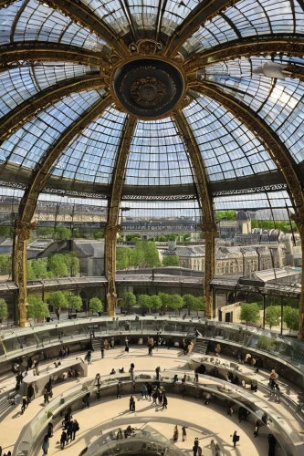 orsay,glass roof,conservatory,universal exhibition of paris,french train station,musical dome,central station,paris,louvre,louvre museum,immenhausen,winter garden,berlin central station,dome,dome roof,art nouveau,paris shops,the center of symmetry,champ de mars,greenhouse,Illustration,Paper based,Paper Based 22
