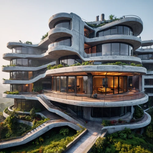 futuristic architecture,modern architecture,penthouse apartment,jewelry（architecture）,dunes house,luxury real estate,luxury property,arhitecture,balconies,residential tower,sky apartment,condominium,residential,chinese architecture,tigers nest,mixed-use,terraces,architecture,contemporary,underground garage,Photography,General,Sci-Fi