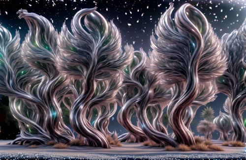 nine-tailed,fractalius,angel trumpets,christmastree worms,father frost,birth of christ,infinite snow,spruce-fir forest,snow trees,celtic tree,auroraboralis,hoarfrost,yule,auroras,ghost forest,christmas angels,spruce forest,winter background,fractal art,polar lights