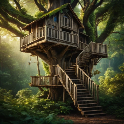 tree house,tree house hotel,treehouse,house in the forest,wooden house,tree top path,tree top,treetop,timber house,stilt house,tree stand,outside staircase,treetops,bird house,home landscape,little house,wooden stairs,beautiful home,two story house,lookout tower,Photography,General,Fantasy