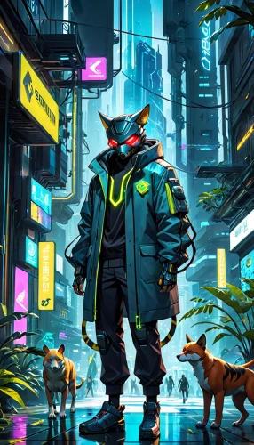 cyberpunk,cyber,game illustration,game art,rocket raccoon,sci fiction illustration,scifi,rescue alley,colorful city,pandemic,raccoons,patrols,dystopian,cityscape,world digital painting,urban,music background,cyberspace,the wanderer,wanderer,Anime,Anime,General
