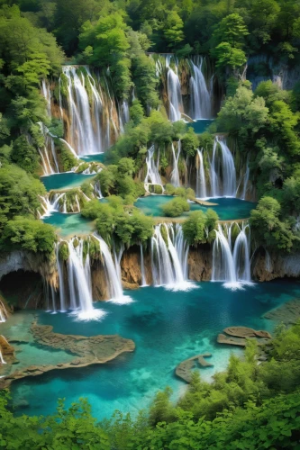 plitvice,green waterfall,erawan waterfall national park,waterfalls,croatia,krka national park,kravice,beautiful japan,beautiful landscape,japan landscape,gioc village waterfall,the chubu sangaku national park,landscapes beautiful,green trees with water,water fall,falls,river landscape,cheonjiyeon falls,natural scenery,flowing water,Illustration,Black and White,Black and White 03