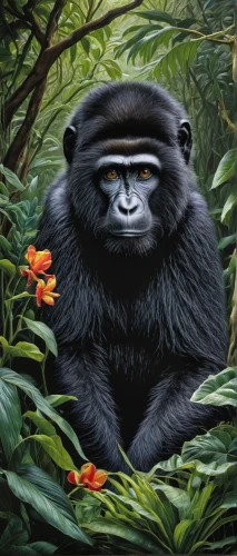 gorilla,tamarin,siamang,gibbon 5,bonobo,cercopithecus neglectus,primate,anthropomorphized animals,bradypus pygmaeus,ecuador,langur,pachamama,primates,rwanda,tropical animals,madagascar,congo,uganda,ape,gibbon,Illustration,Realistic Fantasy,Realistic Fantasy 11