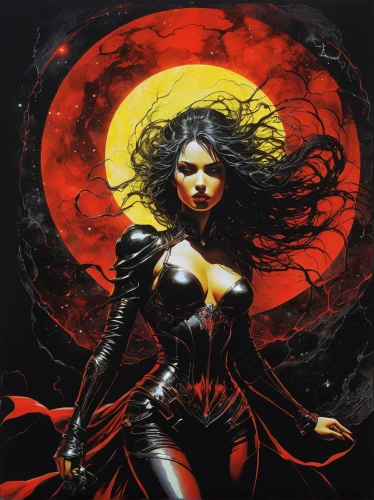 scarlet witch,black widow,vampire woman,darth talon,sorceress,black rose hip,the enchantress,goddess of justice,dark angel,evil woman,fantasy woman,vampire lady,queen of the night,shaper,super heroine,huntress,raven,widow,black-red gold,red lantern,Illustration,American Style,American Style 02