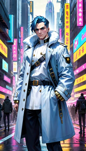 cyberpunk,yukio,imperial coat,shinjuku,hk,cg artwork,cyber glasses,admiral von tromp,anime japanese clothing,officer,hong,sigma,policeman,blu,colonel,taipei,cyber,police officer,blue tiger,guilinggao,Anime,Anime,General