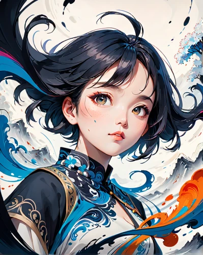 mulan,amano,chinese art,japanese art,wuchang,geisha,game illustration,xun,dragon li,illustrator,fantasy portrait,oriental,oriental princess,yi sun sin,oriental girl,geisha girl,xiaochi,白斩鸡,oriental painting,xizhi,Anime,Anime,General