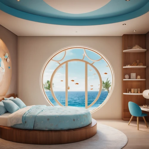 children's bedroom,baby room,kids room,sleeping room,children's room,canopy bed,sky apartment,porthole,sky space concept,the little girl's room,room newborn,boy's room picture,sea fantasy,great room,ufo interior,modern room,baby bed,ocean paradise,room divider,floating island,Photography,General,Cinematic