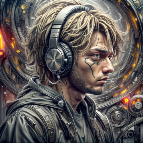 audio player,music player,headphone,audiophile,sci fiction illustration,listening to music,world digital painting,earphone,pilot,musicplayer,electronic music,headphones,illustrator,music background,kojima,composer,disc jockey,engineer,headset profile,clockmaker