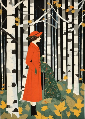 girl with tree,forest workers,travel poster,woodsman,forest man,cool woodblock images,the autumn,autumn forest,vintage illustration,olle gill,autumn icon,autumn theme,autumn idyll,farmer in the woods,autumn motive,coniferous forest,autumnal,spruce forest,woodblock prints,autumn chores,Illustration,Retro,Retro 15