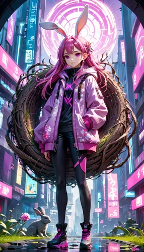 cyberpunk,harajuku,shinjuku,spiral background,cyber,medusa,shibuya,malva,uruburu,naginatajutsu,ganmodoki,nico,bun,nora,louise,ram,peace rose,aura,hatsune miku,rosa peace,Anime,Anime,General