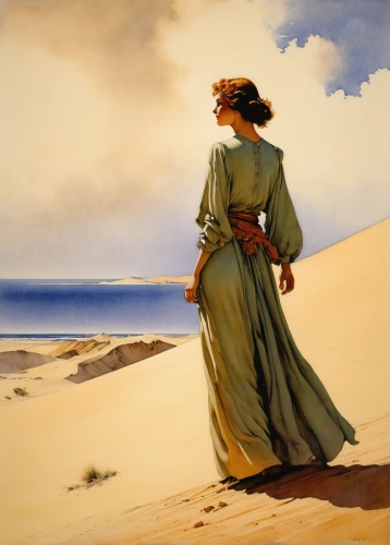 girl on the dune,admer dune,high-dune,dune landscape,woman walking,carol m highsmith,dune pyla you,dune sea,the sand dunes,lilian gish - female,sand dune,carol colman,orientalism,girl in a long dress,1940 women,breton,beach landscape,san dunes,charlotte cushman,dune,Illustration,Paper based,Paper Based 23