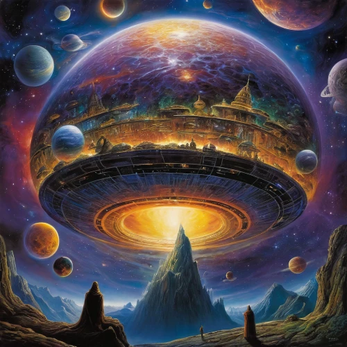 space art,planetary system,alien world,the universe,universe,alien planet,scene cosmic,stargate,copernican world system,ufo,firmament,wormhole,astronomy,planetarium,andromeda,astronomical,cosmic eye,planets,saturnrings,phase of the moon,Illustration,Realistic Fantasy,Realistic Fantasy 32