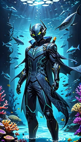 scuba,divemaster,aquanaut,sea devil,underwater background,scuba diving,underwater diving,deep sea diving,marine biology,marine animal,sea man,marine tank,undersea,deep sea,marine life,coral guardian,aquatic,marine fish,god of the sea,under sea,Anime,Anime,General