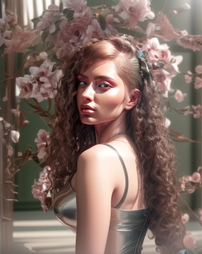 girl in flowers,spring crown,fantasy portrait,digital painting,image manipulation,retouch,elven flower,flower fairy,photo manipulation,beautiful girl with flowers,verbena,retouching,digital compositing,mystical portrait of a girl,faery,photomanipulation,girl in a wreath,flora,flower girl,portrait background