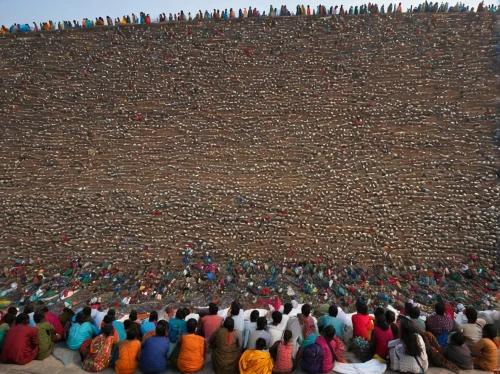 buddhist hell,devil wall,mound-building termites,kathmandu,buddhists monks,ramayana festival,rice mountain,crowd of people,mumuration,nepal,india,cork wall,concert crowd,sadhus,kharut pyramid,devotees,people of uganda,pookkalam,crowds,theravada buddhism,Conceptual Art,Oil color,Oil Color 14
