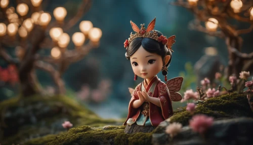 little girl fairy,mulan,fairy forest,background bokeh,fairy world,child fairy,3d fantasy,fairy tale character,fairy village,fairy queen,rosa ' the fairy,elf,tiny world,faery,fairytale characters,fae,rosa 'the fairy,ballerina in the woods,miniature figures,faerie,Photography,General,Cinematic