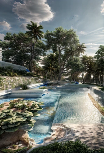 landscape design sydney,3d rendering,outdoor pool,landscape designers sydney,swimming pool,infinity swimming pool,resort,diamond lagoon,3d rendered,render,garden design sydney,golf resort,underwater oasis,thermal spring,tropical island,aqua studio,tropical house,eco hotel,3d render,artificial island