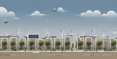 offshore wind park,wind turbines,wind power generation,smart city,fields of wind turbines,energy transition,wind power plant,wind finder,solar cell base,windenergy,wind park,cube stilt houses,wind power,wind machines,airships,urban development,wind power generator,renewable energy,wind turbine,container cranes