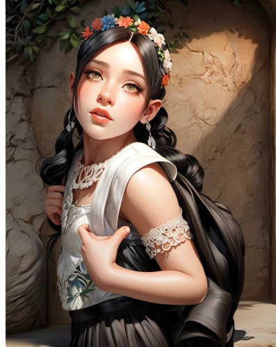 girl picking flowers,painter doll,chinese art,fantasy portrait,geisha girl,hanbok,girl in a wreath,female doll,world digital painting,young girl,oriental princess,vanessa (butterfly),geisha,oriental girl,victorian lady,romantic portrait,flower girl,child girl,girl portrait,fairy tale character