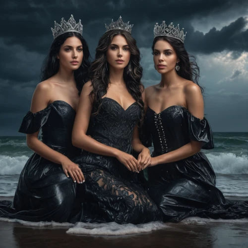 social,the three graces,princesses,trinity,holy three kings,celtic woman,beautiful photo girls,miss circassian,three kings,queen crown,sirens,holy 3 kings,queen of the night,crown silhouettes,crowns,tour to the sirens,queen s,the crown,mermaids,assyrian,Photography,General,Fantasy