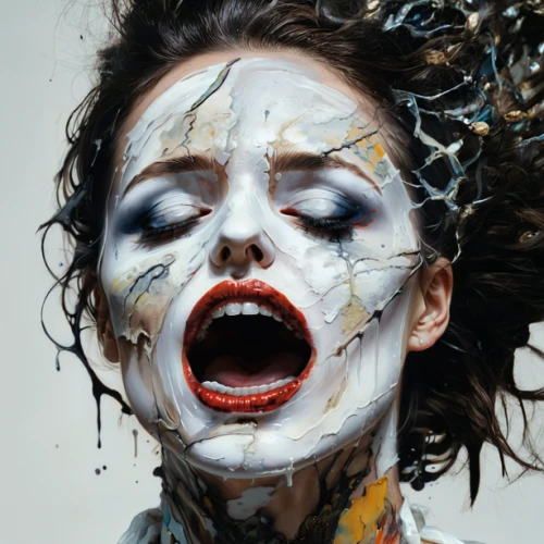 painted lady,bodypainting,body painting,face paint,harlequin,body art,woman face,bodypaint,american painted lady,pierrot,paint splatter,splatter,splattered,voodoo woman,woman's face,dead bride,vampire woman,make-up,bjork,tisci