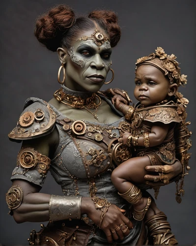 capricorn mother and child,warrior and orc,mother with child,mother and child,half orc,mother and baby,little girl and mother,mother-to-child,baby with mom,father with child,mother and infant,voodoo woman,motherhood,orc,png sculpture,primitive dolls,mother and daughter,mummy,mother and father,mother and son,Illustration,Realistic Fantasy,Realistic Fantasy 13