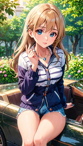 darjeeling,tsumugi kotobuki k-on,summer background,jean shorts,girl and car,honolulu,pontiac,car roof,wiz,maya,spring background,subaru,car,car model,kantai,mercedes,girl in car,parked car,car cleaning,sitting,Anime,Anime,General