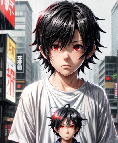 anime japanese clothing,red eyes,anime cartoon,nori,anime boy,anime 3d,fire red eyes,isolated t-shirt,unhappy child,2d,noodle image,ren,uruburu,jin deui,shibuya crossing,shibuya,yukio,anime,t-shirt,child portrait