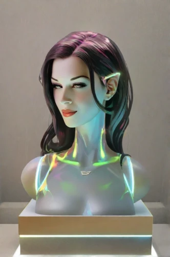 3d figure,allies sculpture,sculpt,3d model,neon body painting,bust,woman sculpture,figurine,plastic model,game figure,glow in the dark paint,sculptor,art model,opal,artist's mannequin,violet head elf,luminous,3d fantasy,glass painting,light drawing