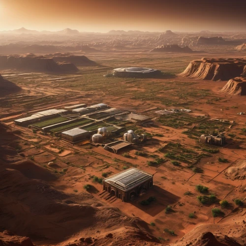 solar cell base,mining facility,area 51,mission to mars,futuristic landscape,human settlement,desert desert landscape,desert landscape,desertification,northrop grumman,wadi rum,mars probe,terraforming,moon base alpha-1,red earth,timna park,solar farm,floating production storage and offloading,arid landscape,mars rover,Photography,General,Natural