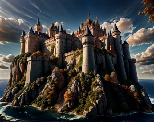 fairy tale castle,fairytale castle,water castle,castle of the corvin,3d fantasy,fantasy picture,knight's castle,castles,fantasy landscape,castel,gold castle,fantasy world,fantasy art,kings landing,castle,disney castle,medieval castle,summit castle,ghost castle,fantasy city