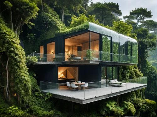 house in the forest,cubic house,green living,cube house,tropical house,house in mountains,beautiful home,house in the mountains,eco hotel,tree house hotel,eco-construction,tree house,private house,grass roof,kangkong,tropical greens,greenery,inverted cottage,greenhouse,frame house,Photography,General,Fantasy