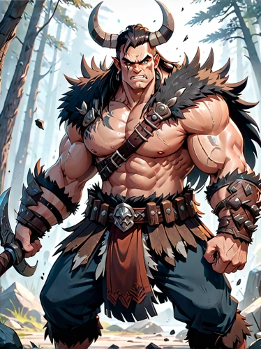 barbarian,minotaur,tribal bull,norse,hercules,leopard's bane,nordic bear,splitting maul,hercules winner,dane axe,druid,warlord,brute,orc,massively multiplayer online role-playing game,brawny,strongman,woodsman,warrior and orc,greek,Anime,Anime,General