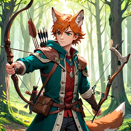 robin hood,fox,garden-fox tail,a fox,child fox,fox hunting,forest king lion,dhole,little fox,redfox,cute fox,adorable fox,archery,vulpes vulpes,forest man,red fox,bow and arrows,male character,fox stacked animals,fire poker flower,Anime,Anime,General