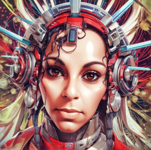 cyborg,cybernetics,biomechanical,streampunk,head woman,sci fiction illustration,bjork,ai,scifi,world digital painting,fantasy portrait,neottia nidus-avis,robotic,medusa,sci fi,computer art,cyberpunk,artificial intelligence,electronic music,cyber