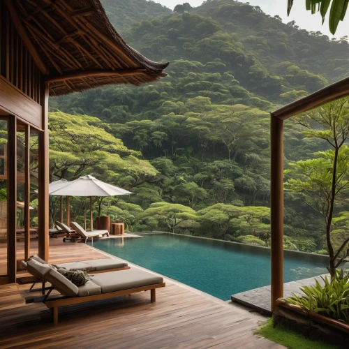 tropical greens,southeast asia,tropical house,moorea,luxury property,secluded,infinity swimming pool,zen garden,roof landscape,pool house,indonesia,tranquility,luxury bathroom,beautiful home,luxury hotel,floating huts,asian architecture,bali,thailand,teal blue asia,Photography,General,Natural