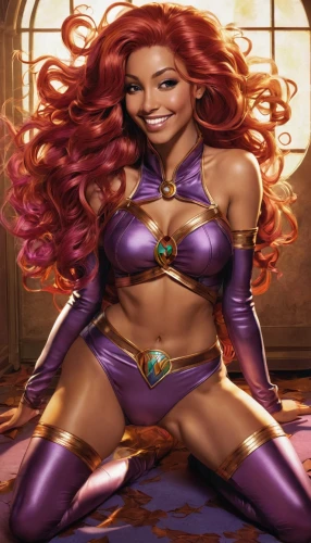 starfire,fantasy woman,viola,malva,chaka,background ivy,libra,toni,zodiac sign libra,goddess of justice,rapunzel,daphne,scarlet witch,la violetta,purple,medusa,rosa ' amber cover,african american woman,ivy,poison ivy,Illustration,American Style,American Style 02