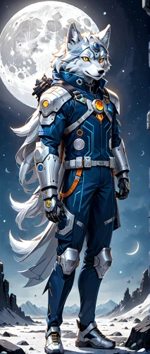 constellation wolf,violinist violinist of the moon,spacesuit,space suit,space-suit,astronaut,moon walk,lunar,polar aurora,astronaut suit,aquanaut,emperor of space,howling wolf,herfstanemoon,armored animal,kosmus,space walk,moon rover,lunar landscape,full moon,Anime,Anime,General