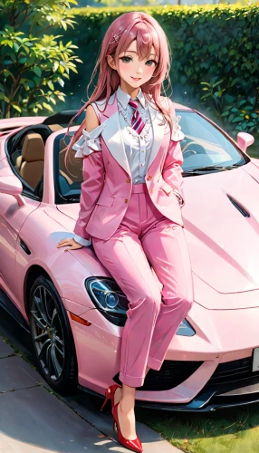 pink car,ferarri,berlinetta,dodge la femme,bridal car,car model,supercar car,coquette,wedding car,enzo ferrari,mc,girl and car,pink vector,luxury car,f125,personal luxury car,chauffeur car,supercar,car,business woman,Anime,Anime,General
